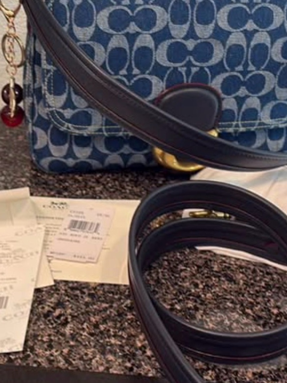 Coach Blue Signature Canvas Convertible Crossbody with Navy Trim